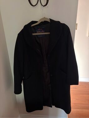 Wilfred Cocoon Black Wool-Blend Pea Coat with Hood